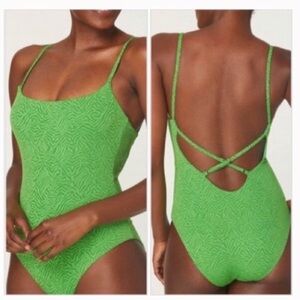 ANDIE SWIM - jetties one piece in green zebra print - L